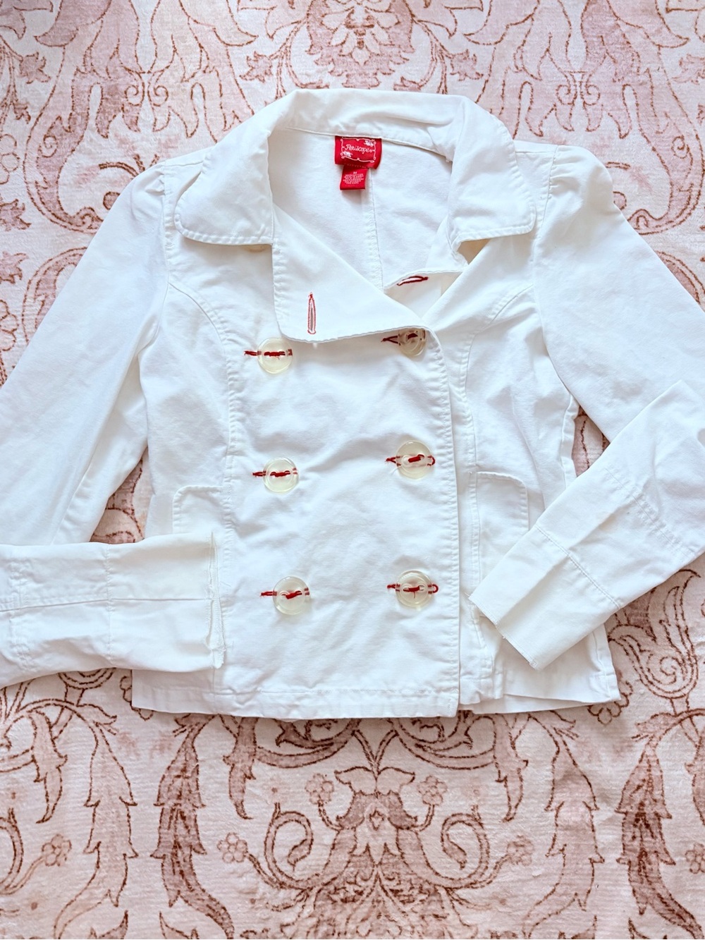 Classic White Double-Breasted Pea Coat - Unbranded